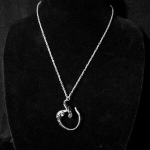 Baby Xenomorph Pendant Necklace -  Creature from Alien - Silver color - New